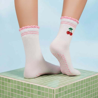 Crew Non Slip Grip Socks - Cherry