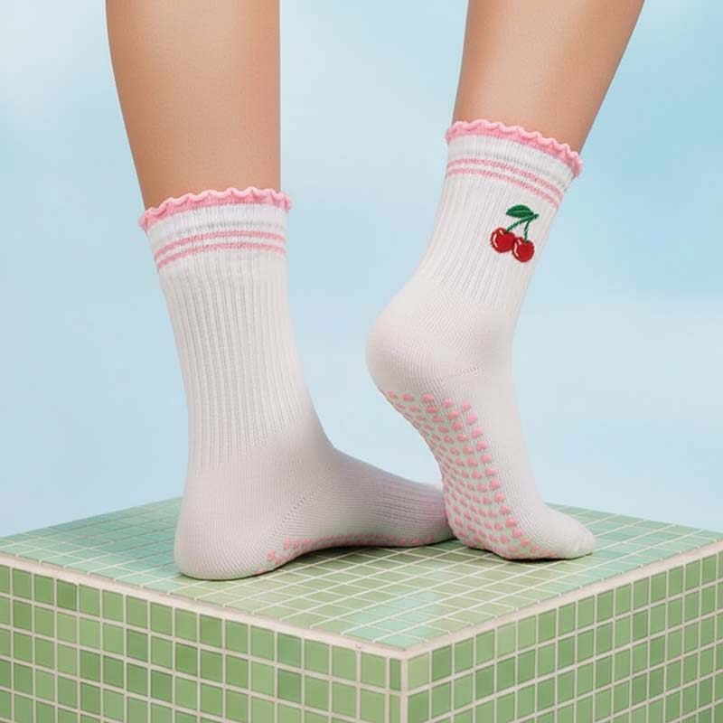Crew Non Slip Grip Socks - Cherry