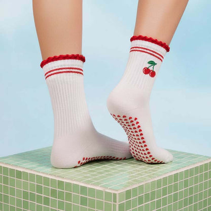 Crew Non Slip Grip Socks - Cherry