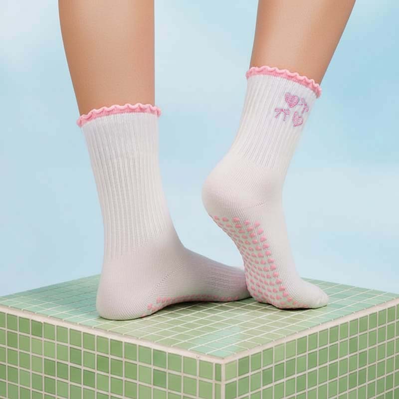 Crew Non Slip Grip Socks - Cherry